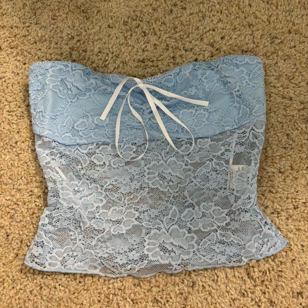 Princess Polly Light Blue Lace Bandeau